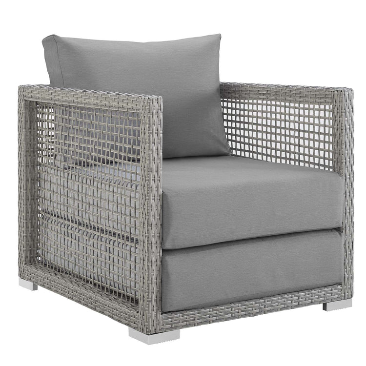 Aura 6 Piece Outdoor Patio Wicker Rattan Set - Gray Gray