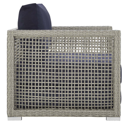 Aura 6 Piece Outdoor Patio Wicker Rattan Set - Gray Navy