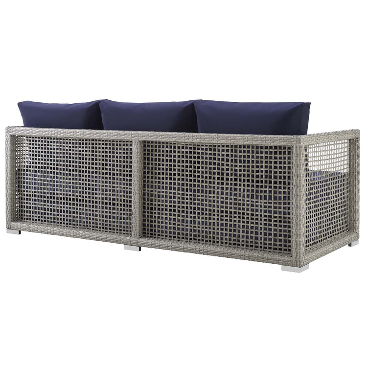Aura 6 Piece Outdoor Patio Wicker Rattan Set - Gray Navy