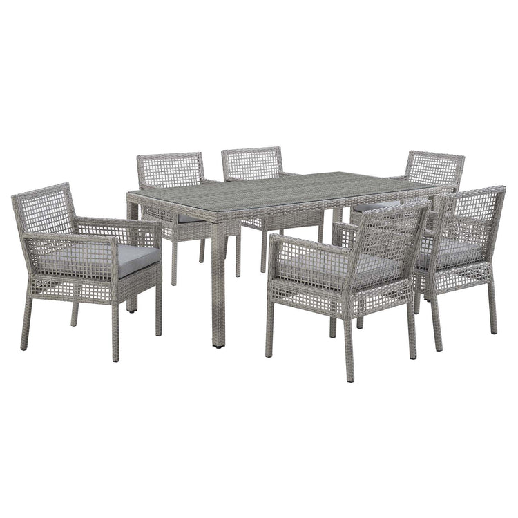 Aura 7 Piece Outdoor Patio Wicker Rattan Set - Gray Gray