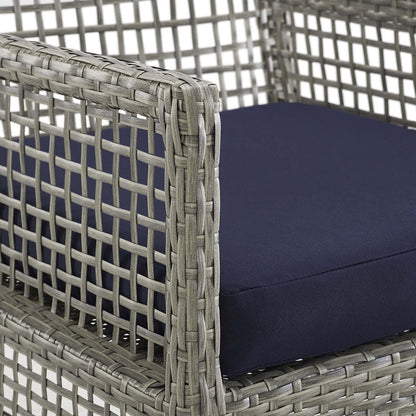 Aura 7 Piece Outdoor Patio Wicker Rattan Set - Gray Navy