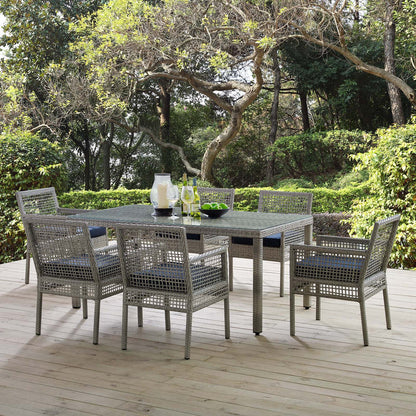 Aura 7 Piece Outdoor Patio Wicker Rattan Set - Gray Navy