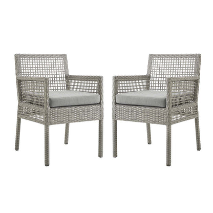 Aura Outdoor Patio Wicker Rattan Dining Armchair Set of 2 - Gray Gray