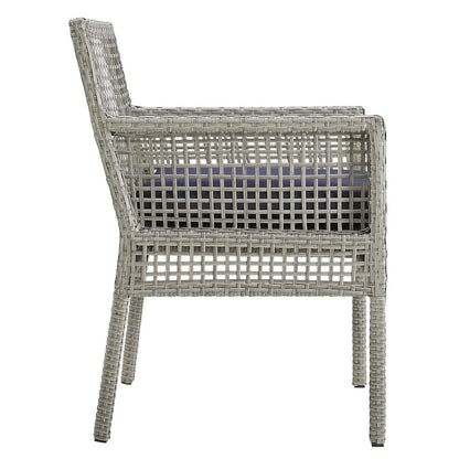 Aura Outdoor Patio Wicker Rattan Dining Armchair Set of 2 - Gray Navy