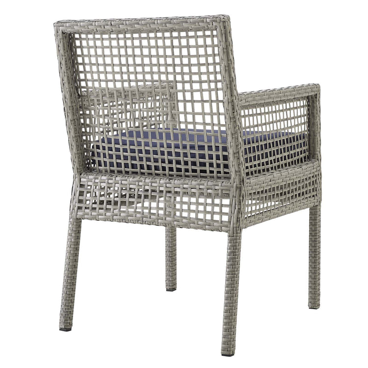 Aura Outdoor Patio Wicker Rattan Dining Armchair Set of 2 - Gray Navy