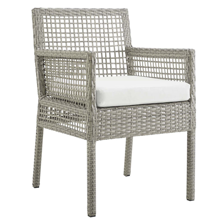 Aura Outdoor Patio Wicker Rattan Dining Armchair Set of 2 - Gray White