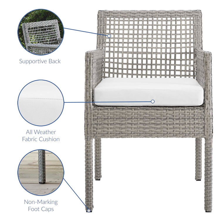 Aura Outdoor Patio Wicker Rattan Dining Armchair Set of 2 - Gray White