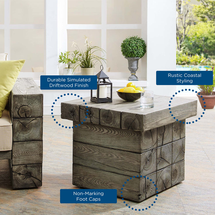 Manteo Rustic Coastal Outdoor Patio Side Table - Default Title