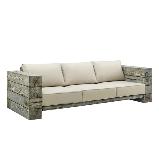 Manteo Rustic Coastal Outdoor Patio Sunbrella®Sofa - Light Gray Beige