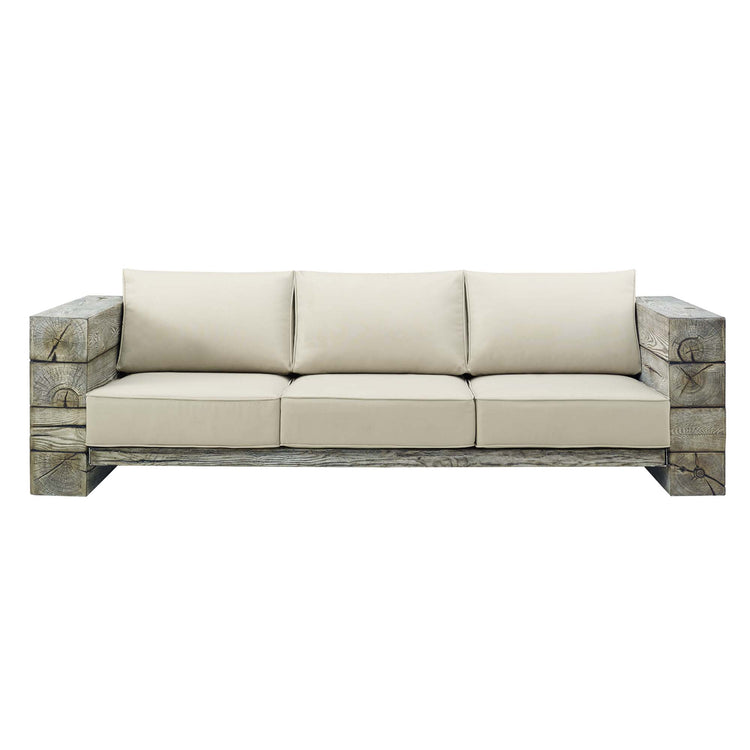Manteo Rustic Coastal Outdoor Patio Sunbrella®Sofa - Light Gray Beige