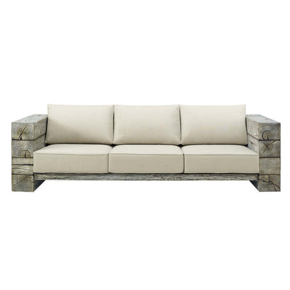 Manteo Rustic Coastal Outdoor Patio Sunbrella®Sofa - Light Gray Beige