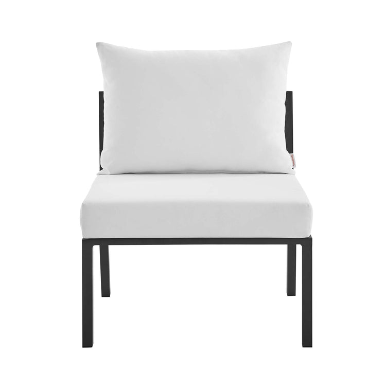 Riverside Outdoor Patio Aluminum Armless Chair - Gray White