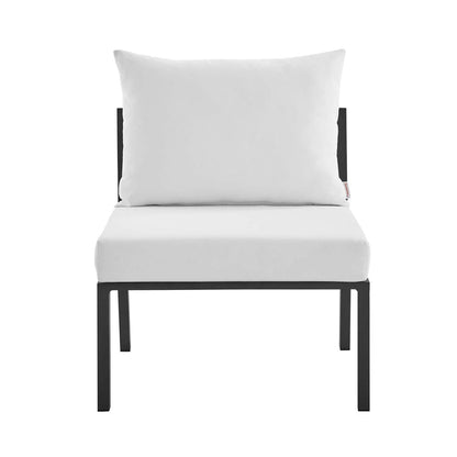 Riverside Outdoor Patio Aluminum Armless Chair - Gray White