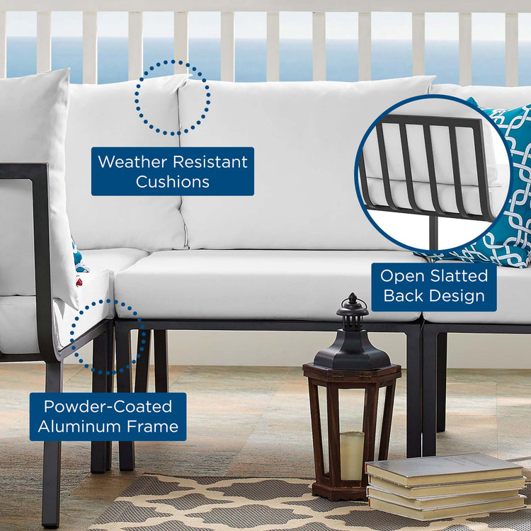 Riverside Outdoor Patio Aluminum Armless Chair - Gray White