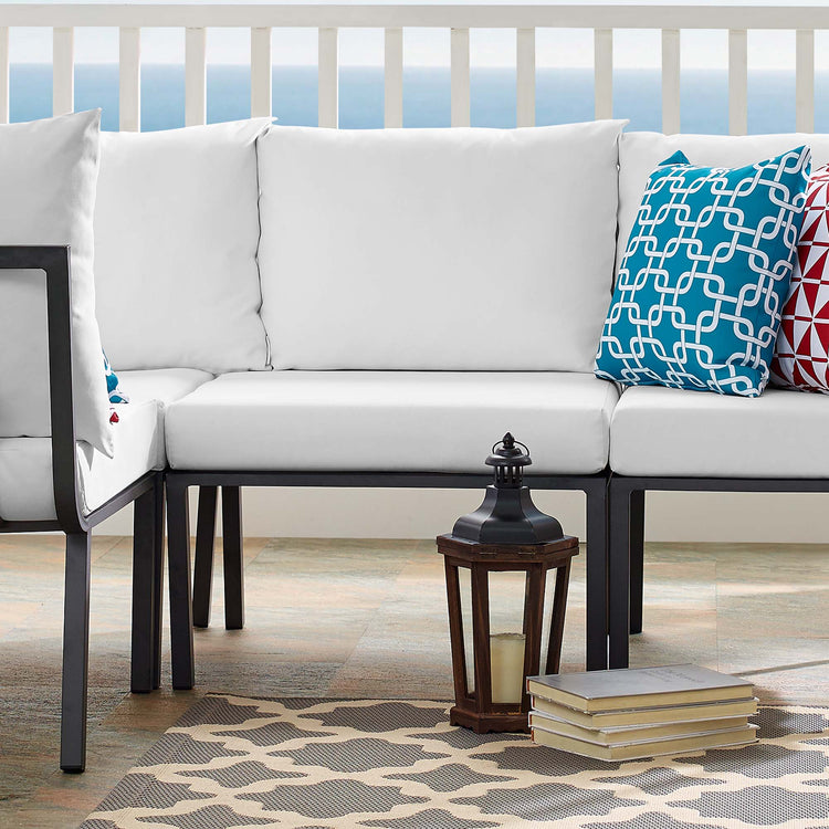 Riverside Outdoor Patio Aluminum Armless Chair - Gray White