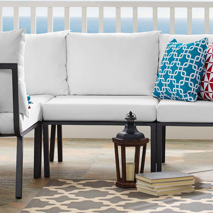 Riverside Outdoor Patio Aluminum Armless Chair - Gray White