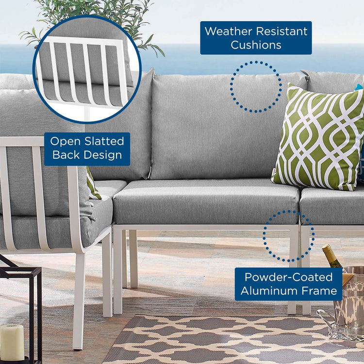 Riverside Outdoor Patio Aluminum Armless Chair - White Gray