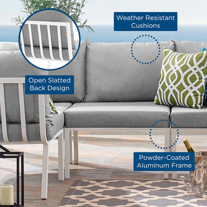 Riverside Outdoor Patio Aluminum Armless Chair - White Gray