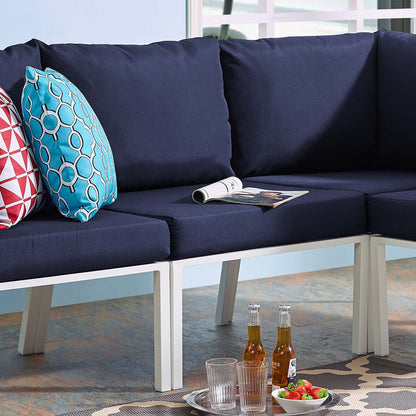 Riverside Outdoor Patio Aluminum Armless Chair - White Navy