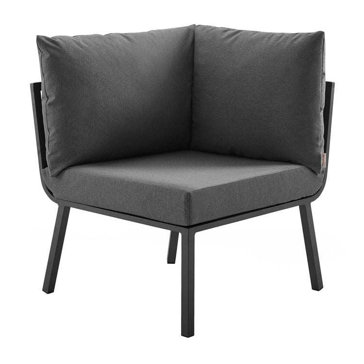 Riverside Outdoor Patio Aluminum Corner Chair - Gray Charcoal