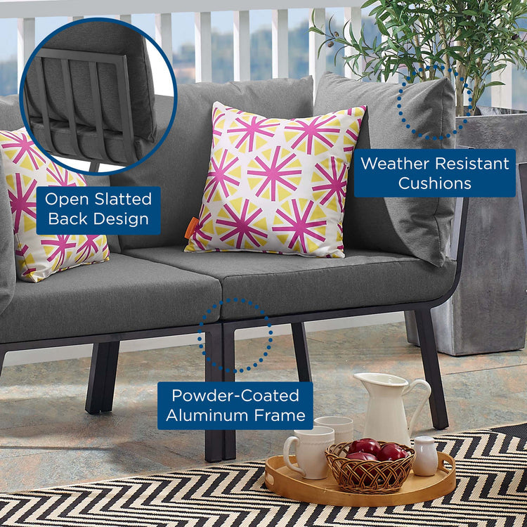 Riverside Outdoor Patio Aluminum Corner Chair - Gray Charcoal