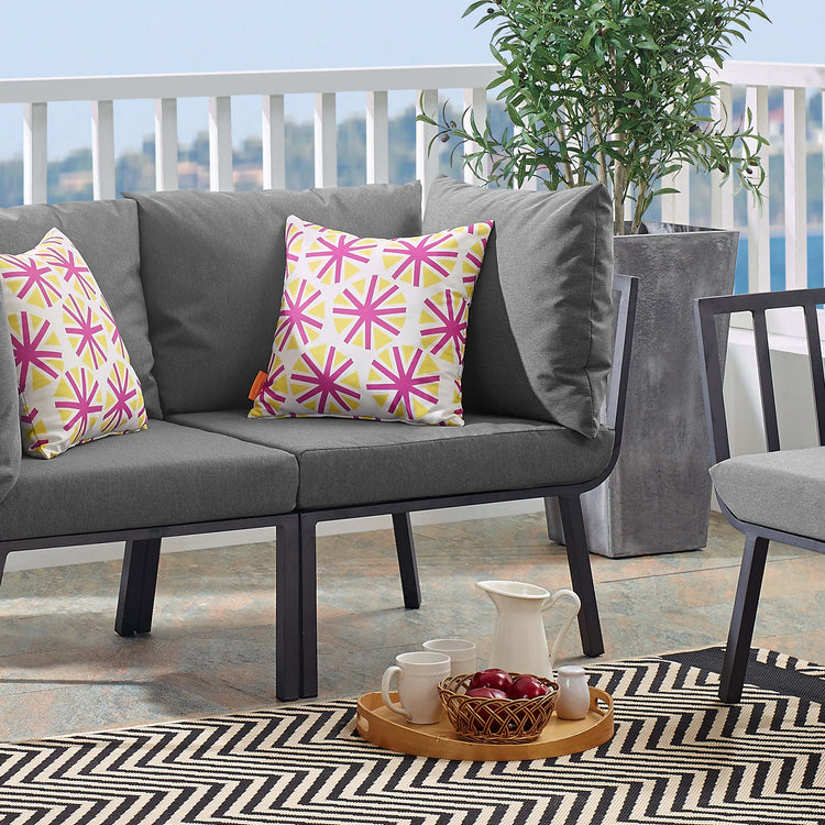 Riverside Outdoor Patio Aluminum Corner Chair - Gray Charcoal