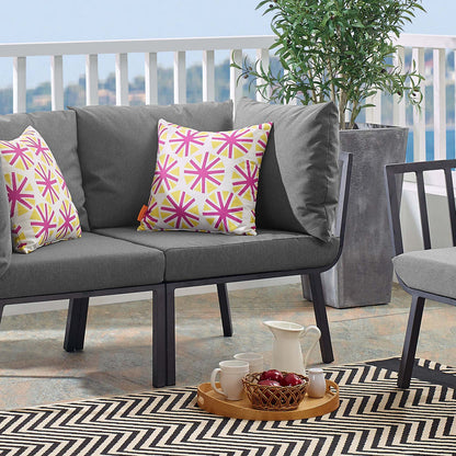 Riverside Outdoor Patio Aluminum Corner Chair - Gray Charcoal