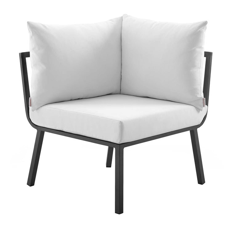 Riverside Outdoor Patio Aluminum Corner Chair - Gray White