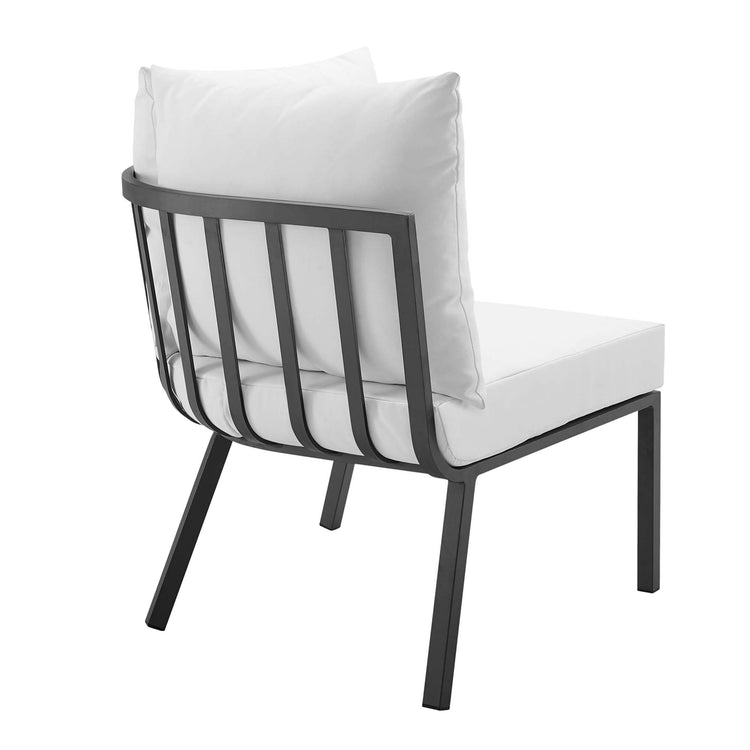 Riverside Outdoor Patio Aluminum Corner Chair - Gray White
