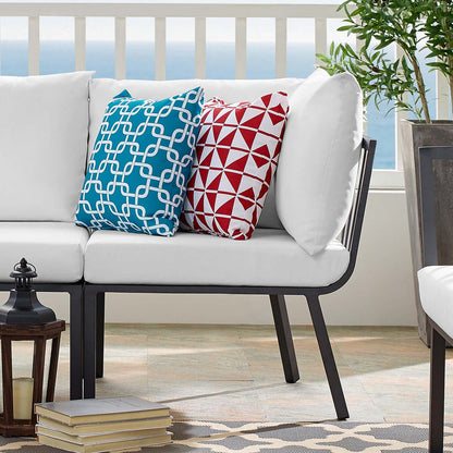 Riverside Outdoor Patio Aluminum Corner Chair - Gray White