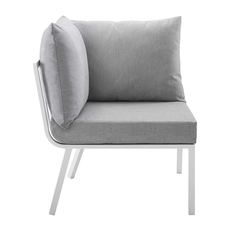 Riverside Outdoor Patio Aluminum Corner Chair - White Gray