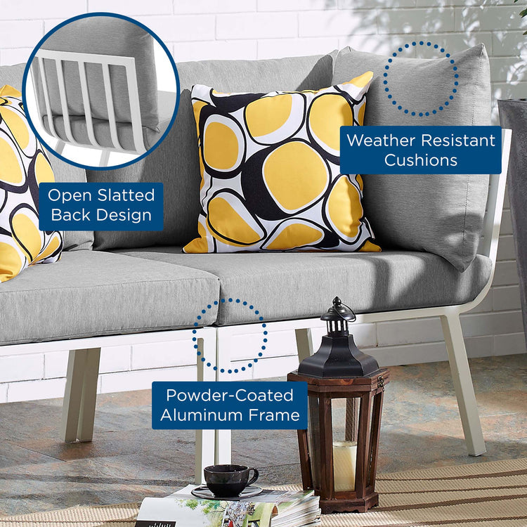 Riverside Outdoor Patio Aluminum Corner Chair - White Gray