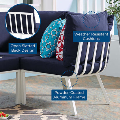 Riverside Outdoor Patio Aluminum Corner Chair - White Navy