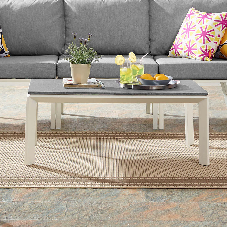 Riverside Aluminum Outdoor Patio Coffee Table - White
