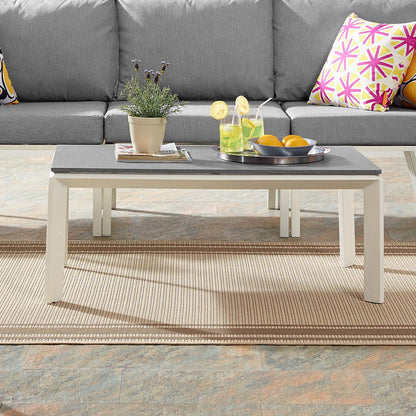 Riverside Aluminum Outdoor Patio Coffee Table - White