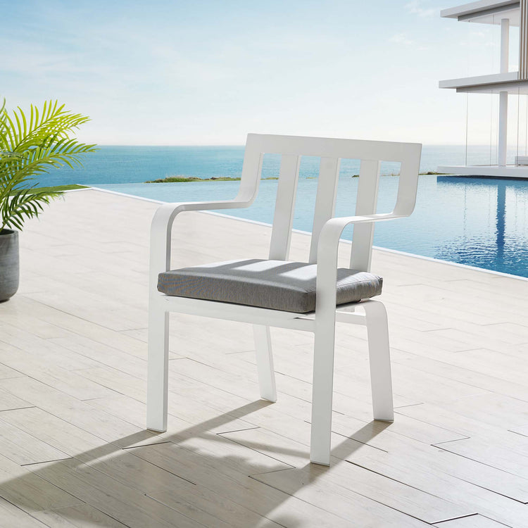 Baxley Stackable Outdoor Patio Aluminum Dining Armchair - White Gray