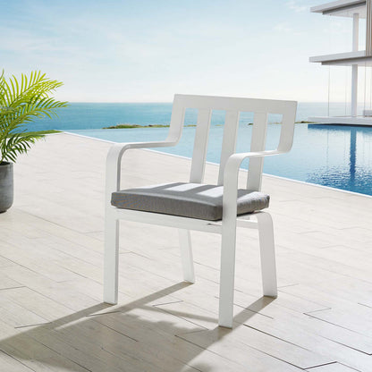 Baxley Stackable Outdoor Patio Aluminum Dining Armchair - White Gray