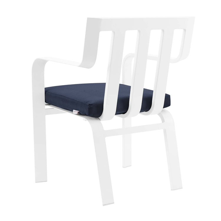 Baxley Stackable Outdoor Patio Aluminum Dining Armchair - White Navy