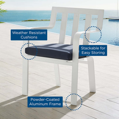 Baxley Stackable Outdoor Patio Aluminum Dining Armchair - White Navy