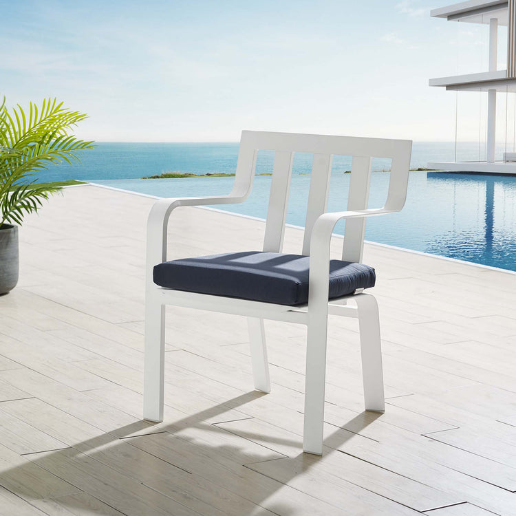 Baxley Stackable Outdoor Patio Aluminum Dining Armchair - White Navy
