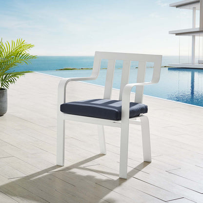 Baxley Stackable Outdoor Patio Aluminum Dining Armchair - White Navy