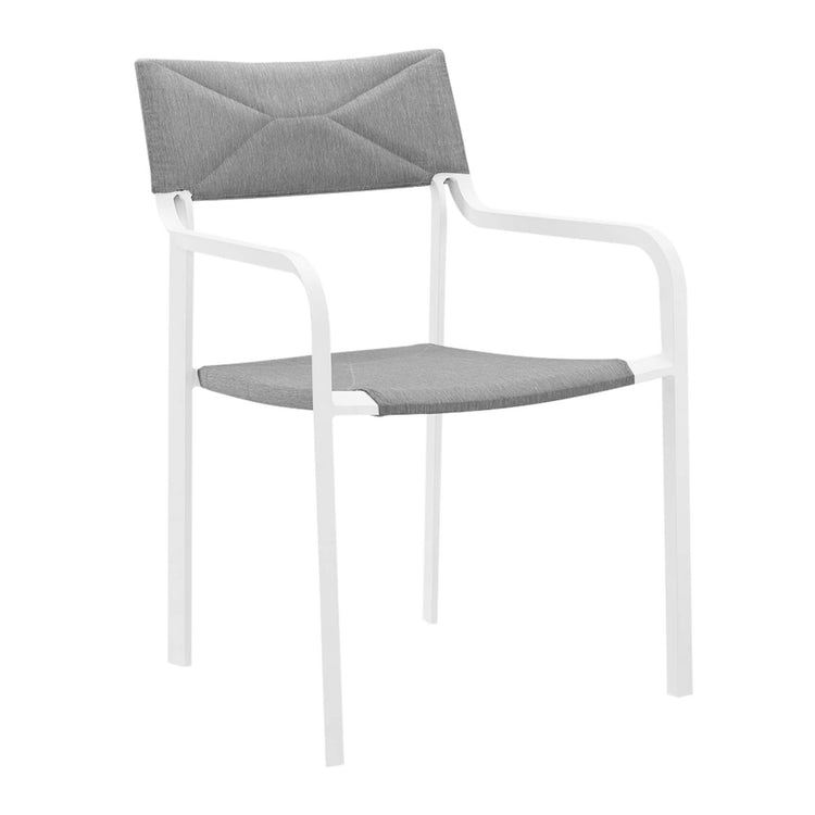 Raleigh Stackable Outdoor Patio Aluminum Dining Armchair - White Gray