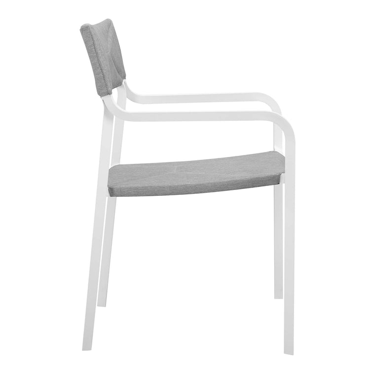 Raleigh Stackable Outdoor Patio Aluminum Dining Armchair - White Gray