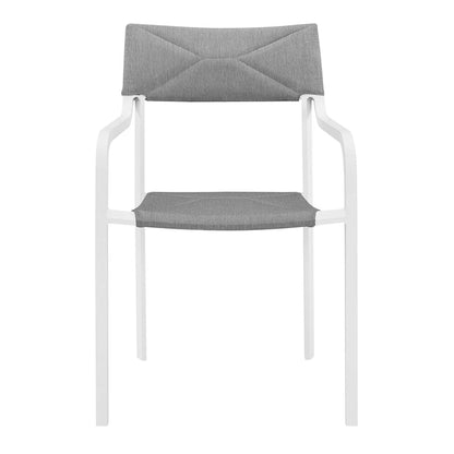 Raleigh Stackable Outdoor Patio Aluminum Dining Armchair - White Gray