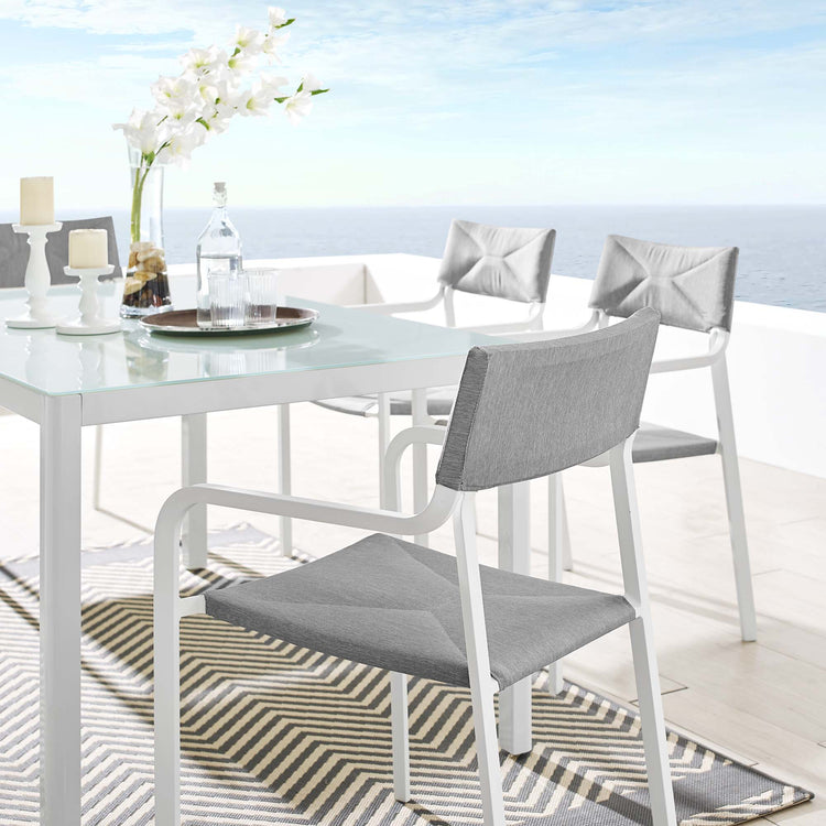 Raleigh Stackable Outdoor Patio Aluminum Dining Armchair - White Gray