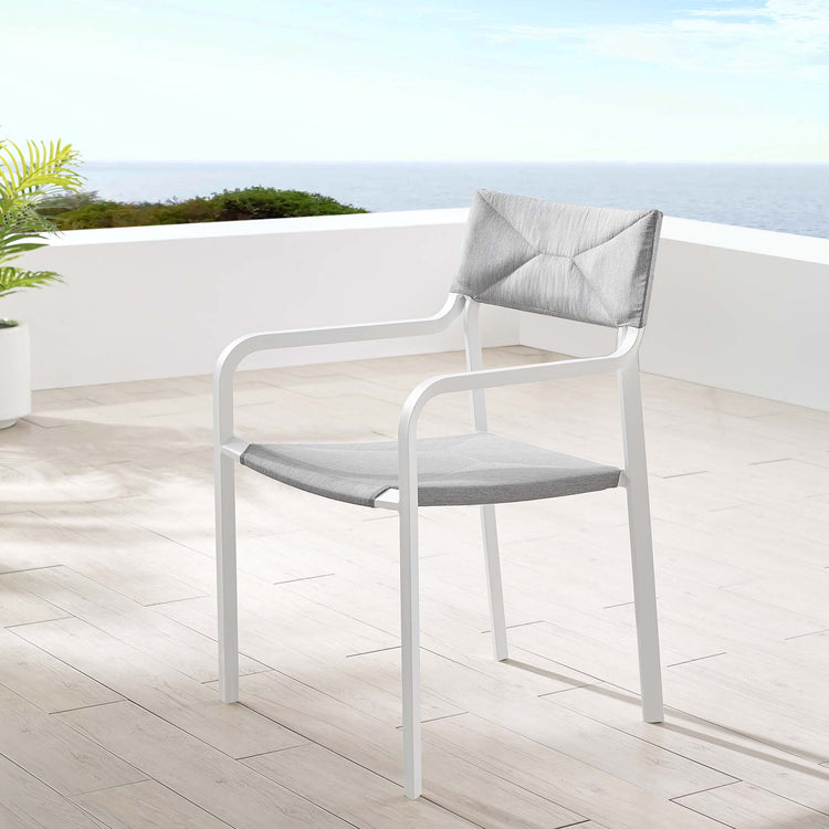 Raleigh Stackable Outdoor Patio Aluminum Dining Armchair - White Gray