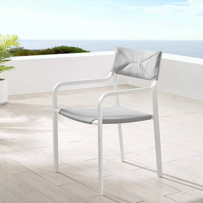 Raleigh Stackable Outdoor Patio Aluminum Dining Armchair - White Gray