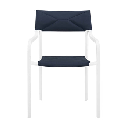 Raleigh Stackable Outdoor Patio Aluminum Dining Armchair - White Navy
