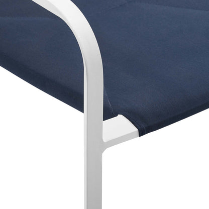 Raleigh Stackable Outdoor Patio Aluminum Dining Armchair - White Navy