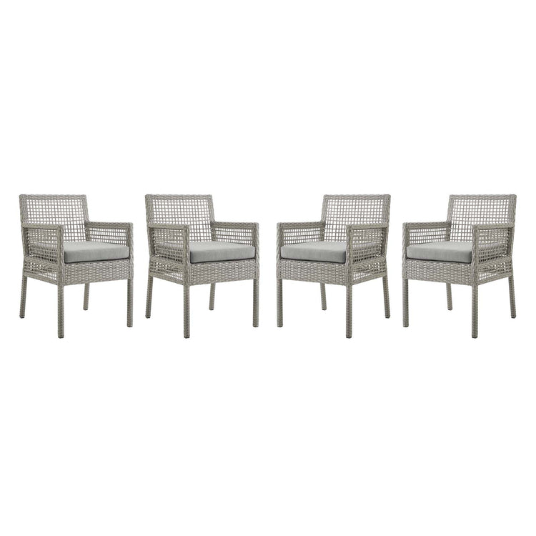 Aura Outdoor Patio Wicker Rattan Dining Armchair Set of 4 - Gray Gray